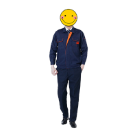鸣固 长袖劳保工作服套装男女工厂工程服车间厂服工装藏蓝橘边套装190XXXXL