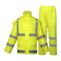 鸣固 反光雨衣分体式雨裤套装防汛防寒骑行反光雨衣 300D荧光黄2XL码