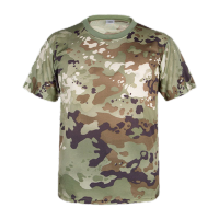 鸣固 新棉短袖T恤 军训服短袖上衣 夏季圆领全速干T恤 丛林泥点 单上衣 130cm ZG2145