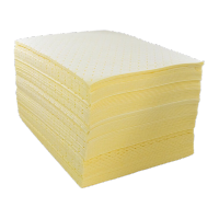 鸣固 吸油棉(100片) 化学废液吸附棉化工厂实验室仓库防泄漏吸液棉黄色40cm*50cm*4mm