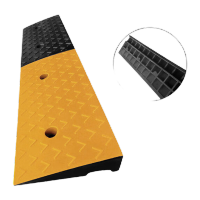 鸣固 马路牙子台阶垫 斜坡垫板 橡胶塑料路沿坡汽车台阶上坡 垫橡胶定位器100*25*9黄黑路沿坡