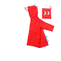 鸣固 儿童雨衣 幼儿园小宝宝小恐龙雨衣 卡通非一次雨衣 旅行户外儿童雨披 红色 XXL码