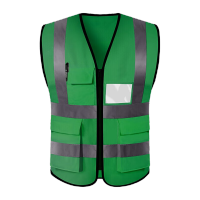 鸣固 反光背心防汛马甲反光衣交通骑行马甲汽车安全警示马甲环卫施工执勤安全服 多口袋拉链款绿色