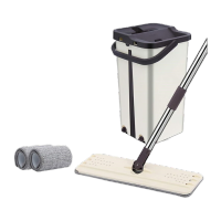 鸣固 工业清洁平板拖把 免手洗一拖净干湿两用拖布 免手洗拖把 桶+拖把+2布 KW632241