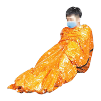 鸣固 户外应急保温救援睡袋野营求生救灾防寒隔热PE急救袋 橙色213*91cm