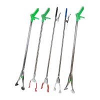 鸣固 垃圾夹 不锈钢垃圾夹拾物器 环卫夹子长柄垃圾钳家卫生捡取物夹 绿把方管黑头 13*83cm