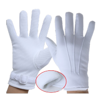鸣固 礼仪手套 加绒加厚背三筋白手套保暖防寒 白色三筋点塑加绒M MG-SB-1166