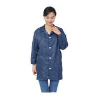 鸣固 无尘服 防静电衣 工作服 洁净服 防尘服 防护服 无尘服 条纹藏青大褂 藏青色 L