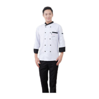 鸣固 厨师服 酒店食堂饭店后厨厨师工作服男女工衣 白色上衣 S码 ZG2240