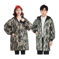 鸣固 加绒罩衣 秋冬季防污保暖搬运工作服 长袖连帽防污大褂 绿字母 XL MG-ST-9470