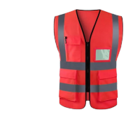 鸣固 多口袋马甲宝红色可定制logo文字 XL-4XL尺寸备注 默认XLKW609108