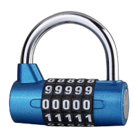 鸣固 防盗挂锁 5轮密码锁大号柜门锁宿舍锁具 蓝色