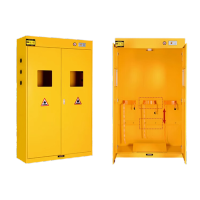 鸣固 防爆气瓶柜安全柜实验室气体报警双瓶柜液化气罐钢瓶乙炔氧气瓶柜 三瓶二代报警(黄色)