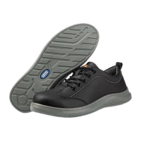鸣固 安全鞋 防砸防穿刺塑钢头防静电工作鞋 黑色系带款37 MG-TB-1727
