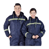 鸣固 连体防寒服 冬季加厚防水防风防寒保暖连体衣工作棉服 藏青 185 MG-SB-1075