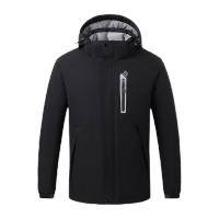 鸣固 防寒服 冬季发热冲锋衣加热棉服外套智能恒温8区加热服 黑色L MG-SB-0583