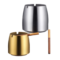 鸣固 烟灰缸  不锈钢本色烟灰缸 加厚创意烟盅 酒店防飞灰防摔烟灰缸 小号 不带盖  8*7.5cm