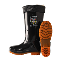 鸣固 雨鞋加厚加绒工地劳保水鞋厨房户外防滑防水胶鞋 牛筋底长筒长毛 45码
