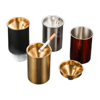 鸣固 烟灰缸 不锈钢烟灰缸 防飞灰防摔酒店加厚烟灰缸 本色 7.5*10cm 3只