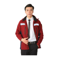 鸣固 工作服 执勤棉衣冲锋衣加厚 男款红色手抓绒 L码 MG-ST-0548