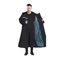 鸣固 棉大衣 防寒服大棉袄 黑色毛绒超长加反光加厚款[带拉链可拆羊绒内胆]带帽中码 MG-ST-2480