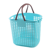 鸣固 ZJ5569塑料多功能手提脏衣篮 洗衣篮 杂物置物篮 超市购物篮收纳筐大号 天空蓝 46*33*39