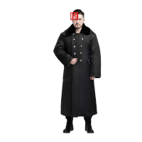 鸣固 棉大衣 防寒服大棉袄 黑色毛绒超长到脚裸[带拉链可拆羊绒内胆]带帽中码 MG-ST-2477