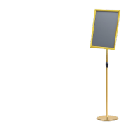 鸣固 立牌指示牌 不锈钢告示牌立牌展示牌标识牌可旋转引导牌水牌立式展示架 A3金色直角