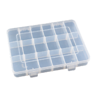 鸣固 ZV1093塑料盒长方形盒子透明有盖18格活动收纳盒电子元件工具盒整理盒 20*16*3CM