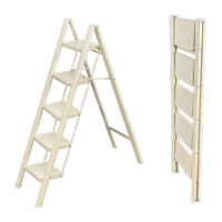 鸣固 折叠人字梯 奶油白五步(加宽加厚大踏步)