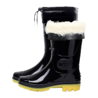 鸣固 中筒加棉雨鞋 防滑雨靴黑色 43码 MG-ZB-5156-2
