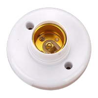 鸣固 E27螺口圆形灯座 楼道插座墙壁工程平灯头平灯座 明装8公分PP内胆 ZL5035