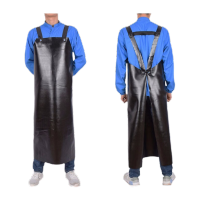 鸣固 牛筋围裙 防水防油加厚加大加长 耐酸碱耐用养殖菜市场围裙 黑色 大号双肩款