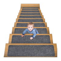 鸣固楼梯地垫 反复使用tpr免胶自粘J酒店咖啡厅防滑垫 双条纹 灰白色76cm*20cm 3片