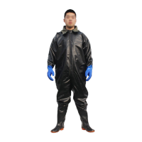 鸣固 全身防水捕鱼裤钓鱼裤连体防水裤涉水裤挖藕裤 85丝 黑牛皮 41码 (有手套款)