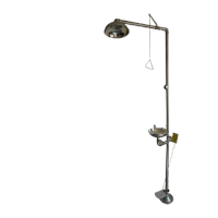 鸣固 304不锈钢复合式紧急喷淋洗眼器 冲淋淋浴立式洗眼器 1个进水口带踏板洗眼器