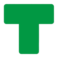 鸣固 6S四角定位贴 桌面5S管理定位贴纸 5*2cm绿色T型(50个)