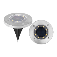 鸣固LED太阳能不锈钢地埋灯户外新款插地草地灯别墅庭院花园灯花纹款8LED暖光