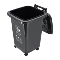 鸣固 50L 户外大垃圾桶大号带盖带轮户外环卫物业小区酒店黑色厨余垃圾CW544643