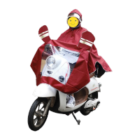 鸣固 安全夜光双帽檐雨衣 加大加厚电动车雨披雨衣 牛津布雨衣 酒红色 均码