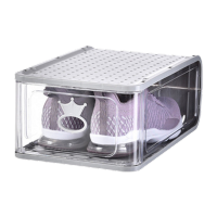 鸣固 ZJ5629大号高档加厚透明塑料鞋盒可拆卸折叠鞋箱收纳神器防尘鞋柜 33*26.5*17.5