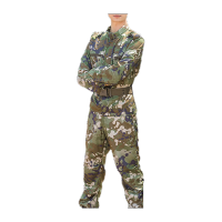 鸣固 迷彩服套装耐磨工作服男女户外拓展学生军训服丛林泥点上衣+裤子(拉链款)170cm