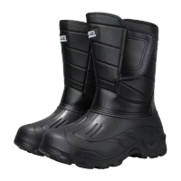 鸣固 高筒棉鞋加绒 劳保鞋 防水保暖雪地靴 免系带款黑色 45 MG-ZB-0260