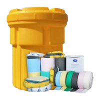 鸣固 化学品泄漏应急处理桶 30加仑泄漏应急处理桶黄色60*69cm 含油污吸附套装