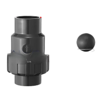 鸣固  UPVC球型止回阀单向阀水管立式逆止流水阀中间阀工业PVC管件配件 DN32(内径40mm)全球弹簧款