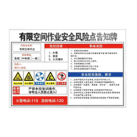 鸣固 有限空间风险点位告知牌 安全警示标识 不锈钢染色 20*30cm
