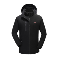 鸣固 防寒服 冬季发热冲锋衣加热棉服外套智能恒温15区加热服 加内胆 黑色LMG-SB-0589