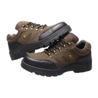 鸣固 劳保鞋 男防砸防刺穿钢包头登山鞋防滑耐磨工作鞋 绿色 38码 MG-ZB-9026