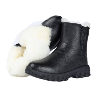 鸣固 羊毛雪地靴 皮毛一体冬季保暖加厚防水高筒皮靴子 黑色 40 MG-ZB-1628