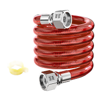 鸣固   304不锈钢波纹管 热水器进水管软管 4分水管金属冷热水管  红色[20厘米]一体成型防烫隔热